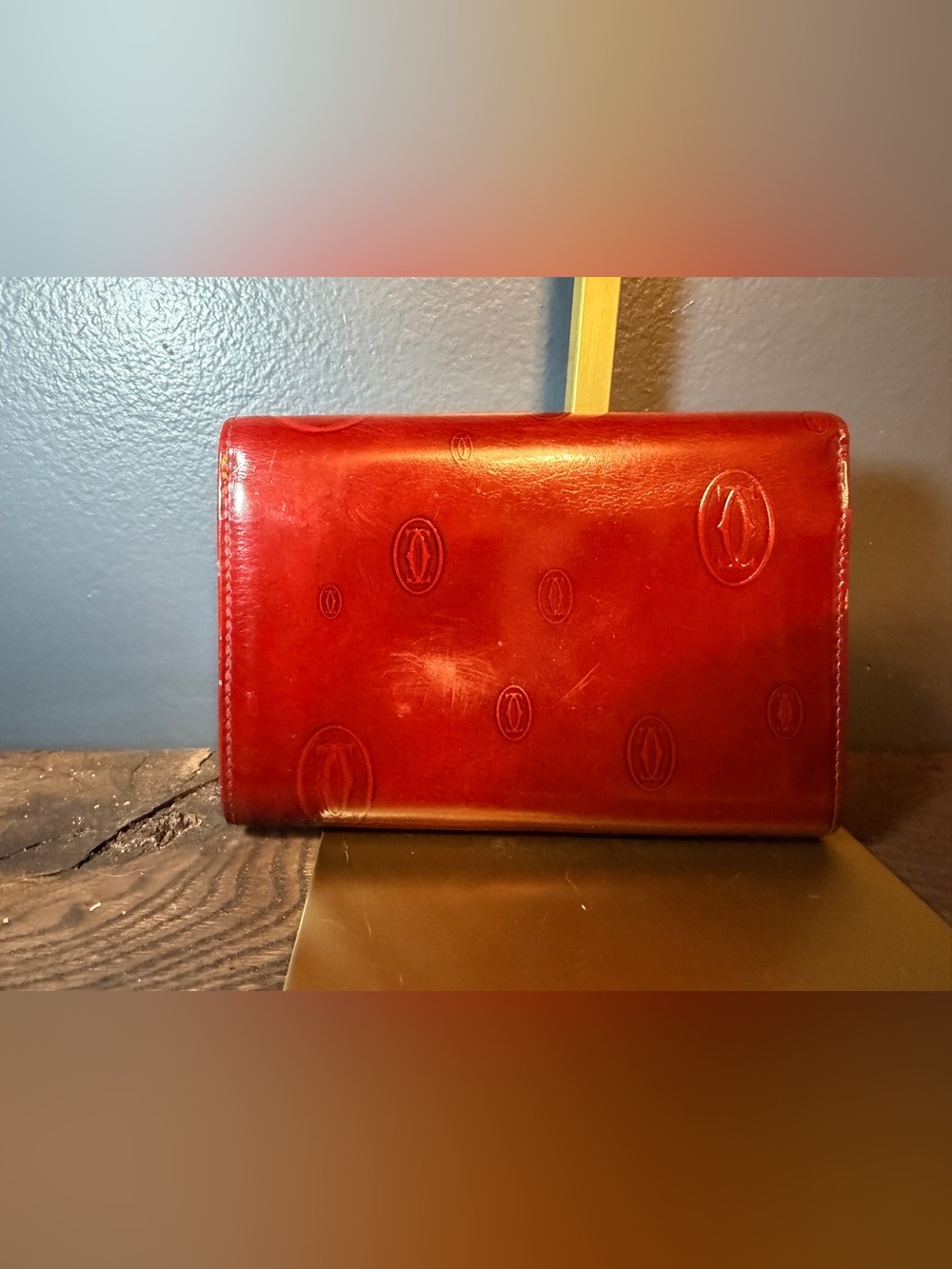 Cartier Vintage Red Embossed Leather Clutch Wallet - Picture 2 of 6